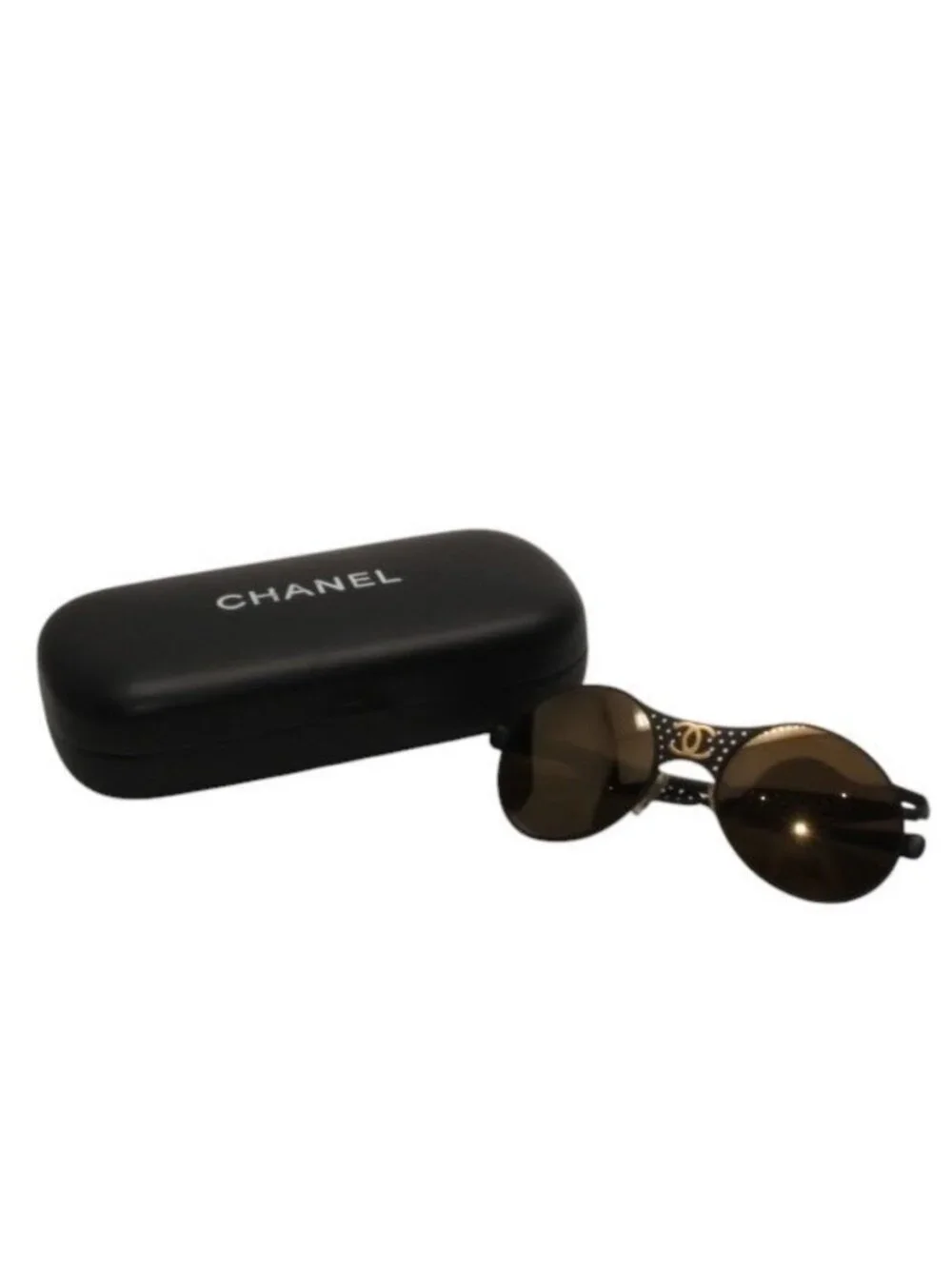 Chanel Sunglasses Eyewear CC Logo Metal Rubber Matte Black Gold